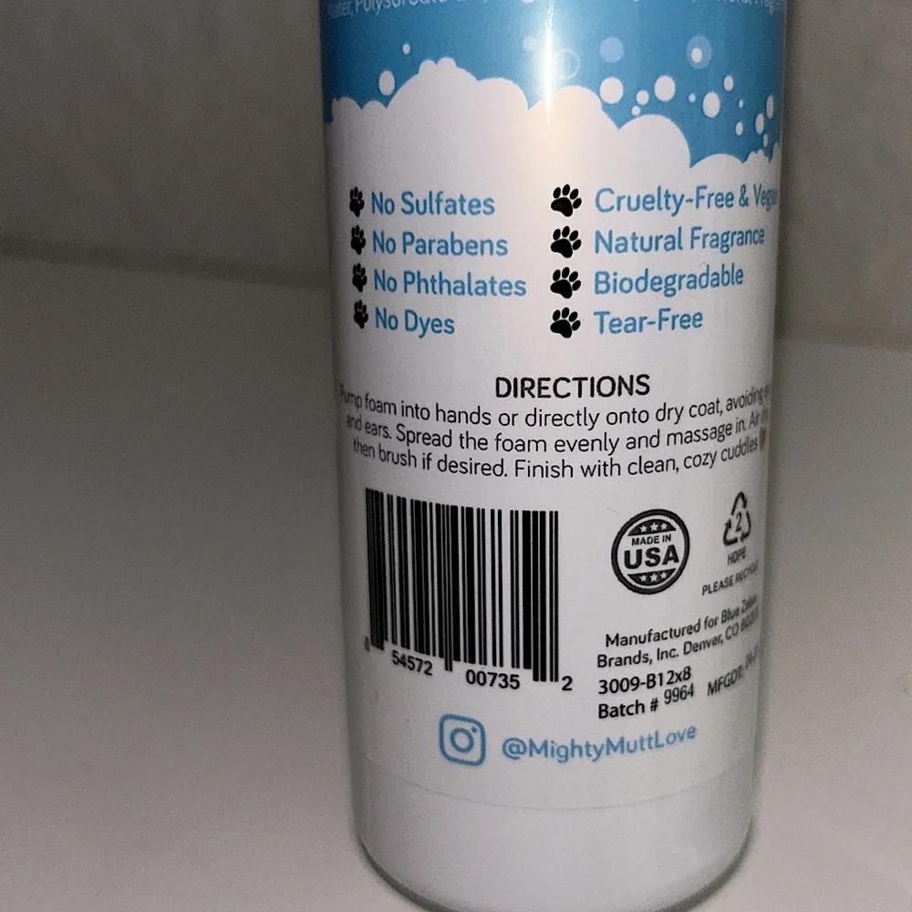 Mighty Mutt Waterless Foam Shampoo